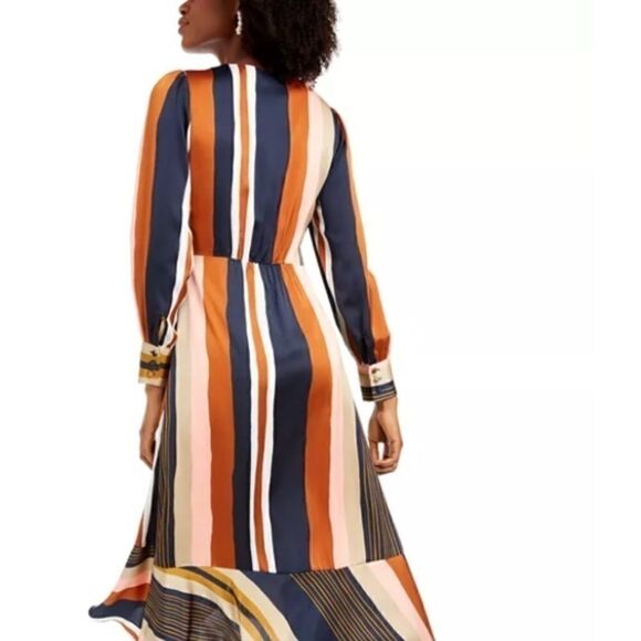 Foxiedox Colorful Striped Faux-Wrap Dress - Picture 5 of 8